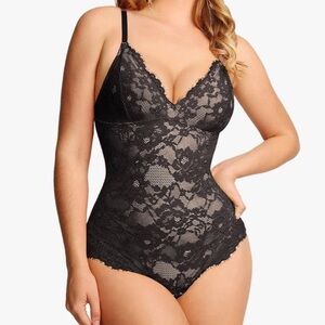 🛍️Shapellx Shapewear Firm Control Smoothing Full Lace Black Bodysuit XL